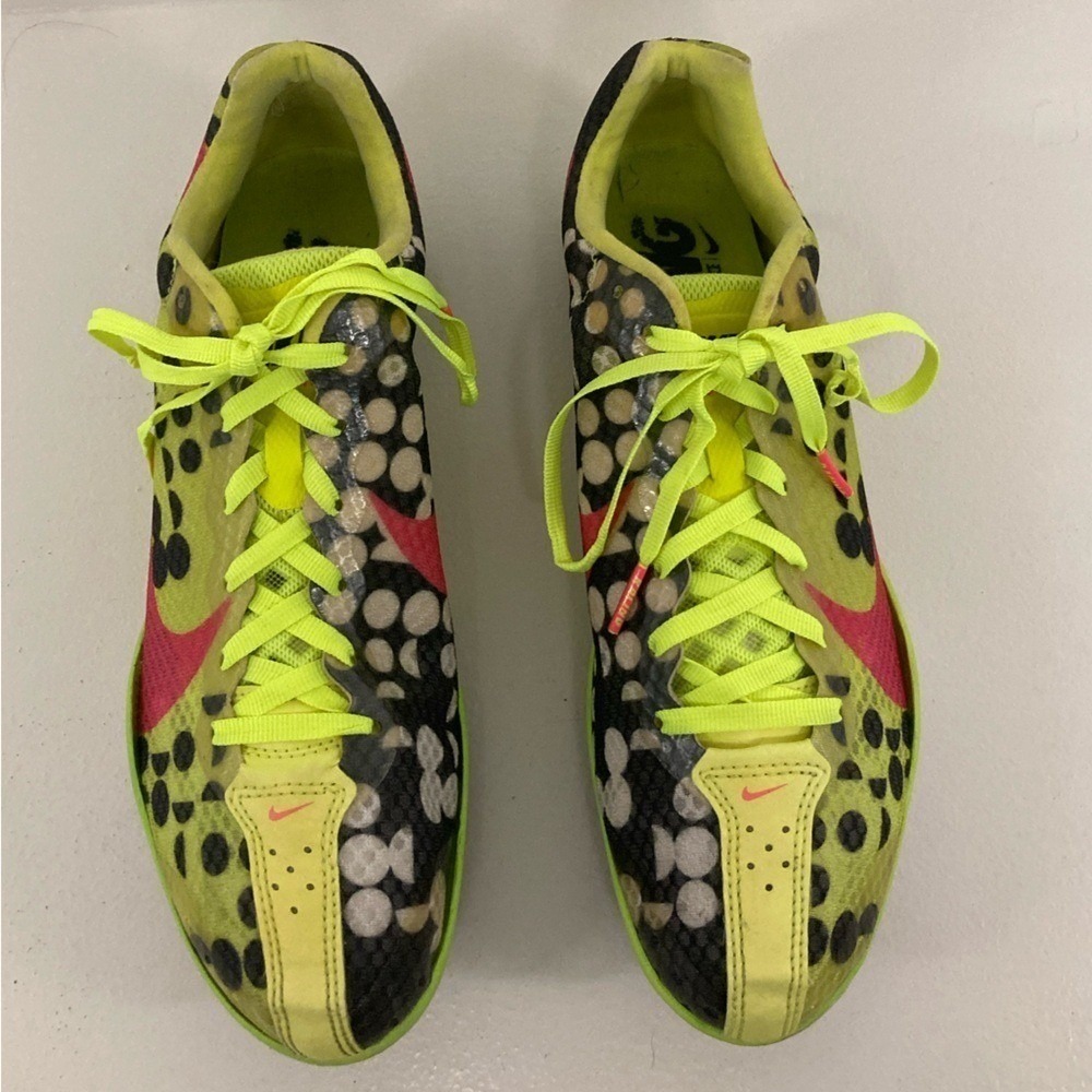 Nike Zoom Neon Highlighter Yellow Track Shoes w/Black and Pink Accents - Picture 2 of 16